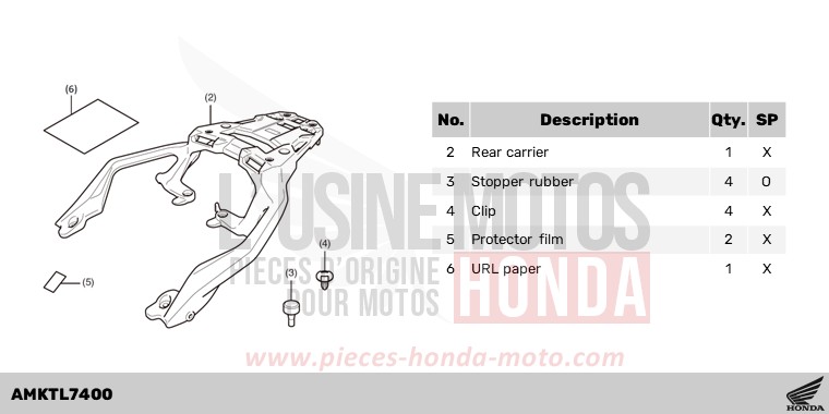 KIT,RR CARRIER (AL) *NH460M* de X-ADV 750 MAT IRIDIUM GRAY METALLIC (NHC64) 2023